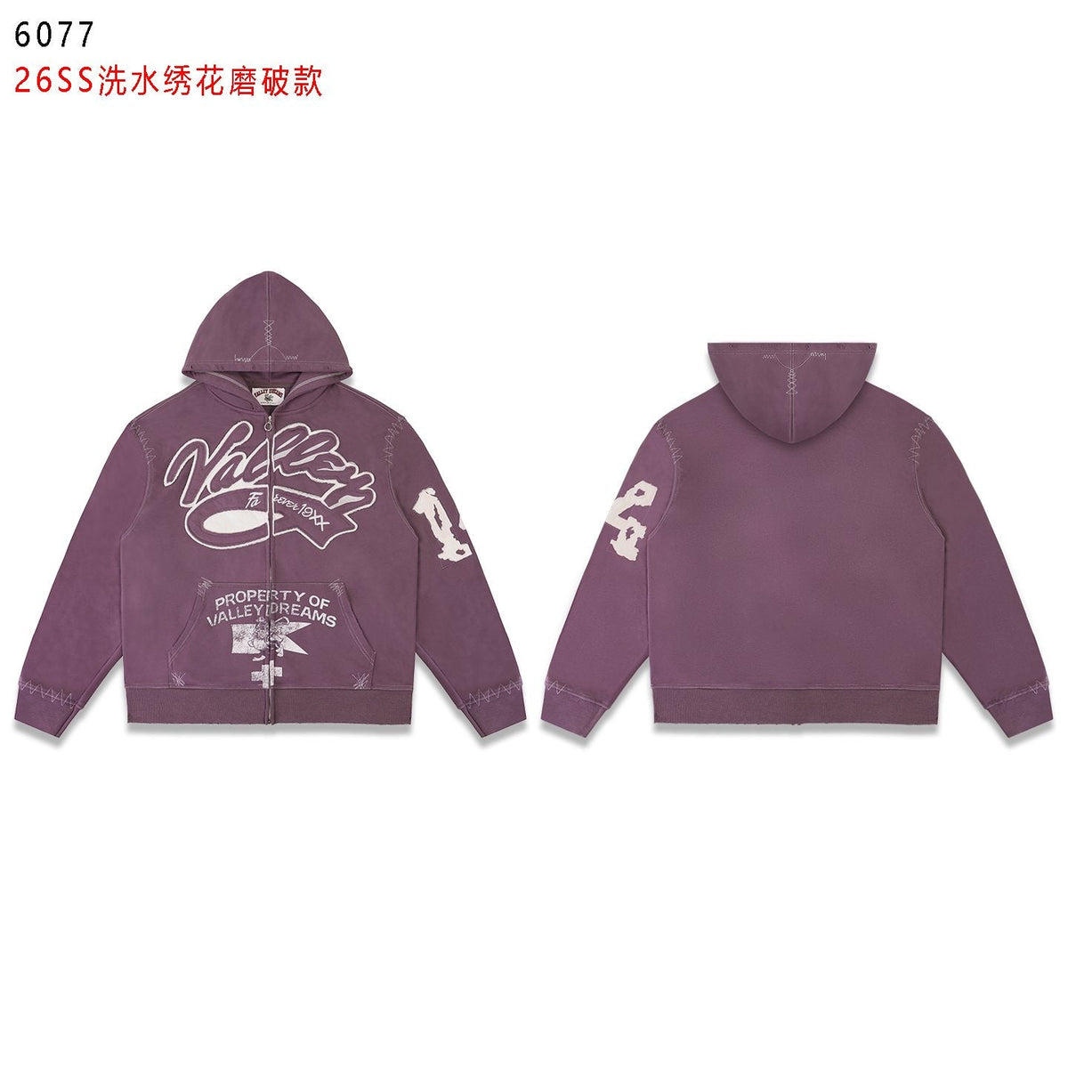 Valley Dreams Washed Full-Zip Graphic Hoodie — front